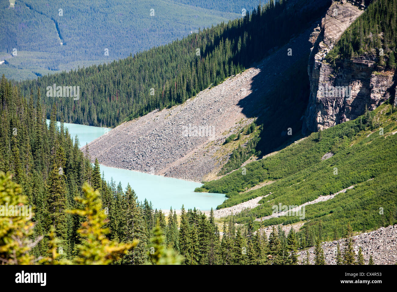 Lake Louise in den kanadischen Rockies. Stockfoto