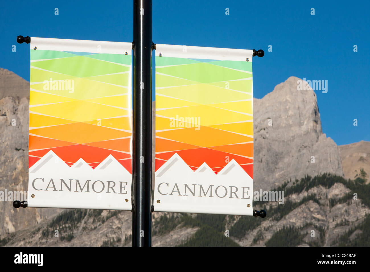 Canmore in den kanadischen Rockies im Banff National Park. Stockfoto