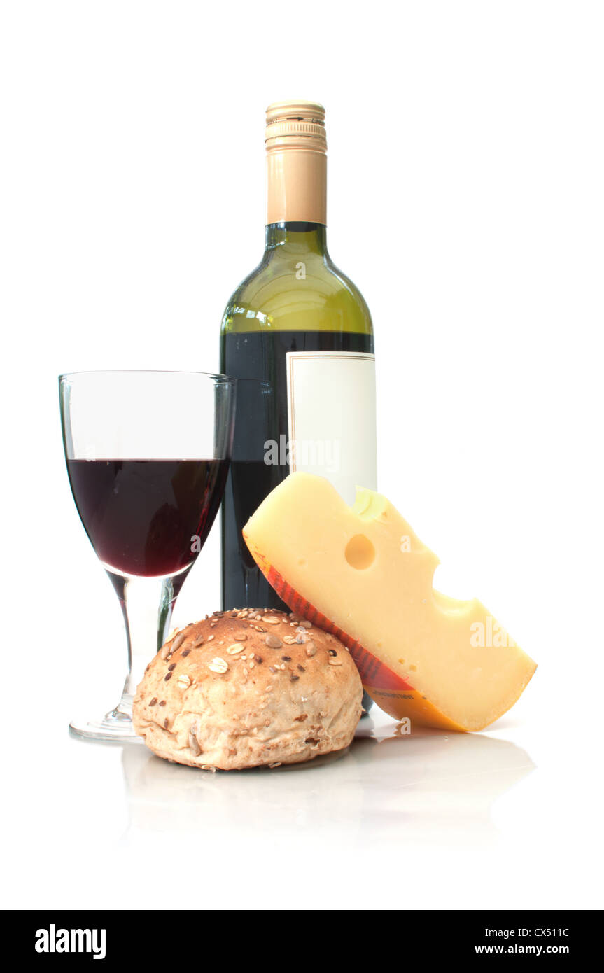Käse und Wein Stockfoto