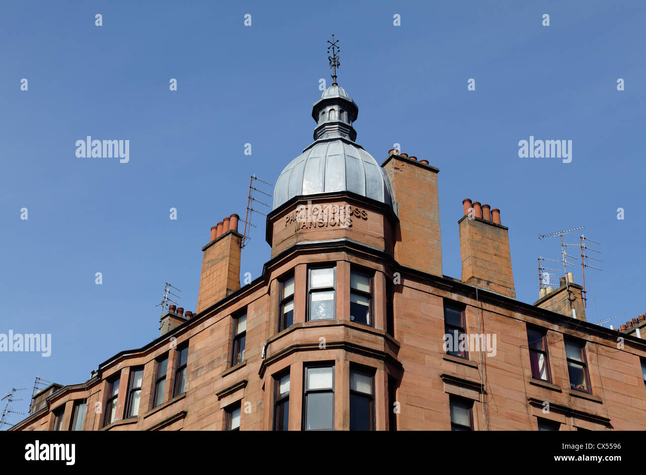Detail von Partick Kreuz Villen Mietshaus wohnen in der West End von Glasgow, Schottland, UK Stockfoto