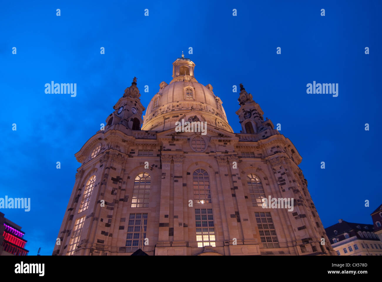 Die Kuppel der Liebfrauenkirche in Dresden Stockfoto