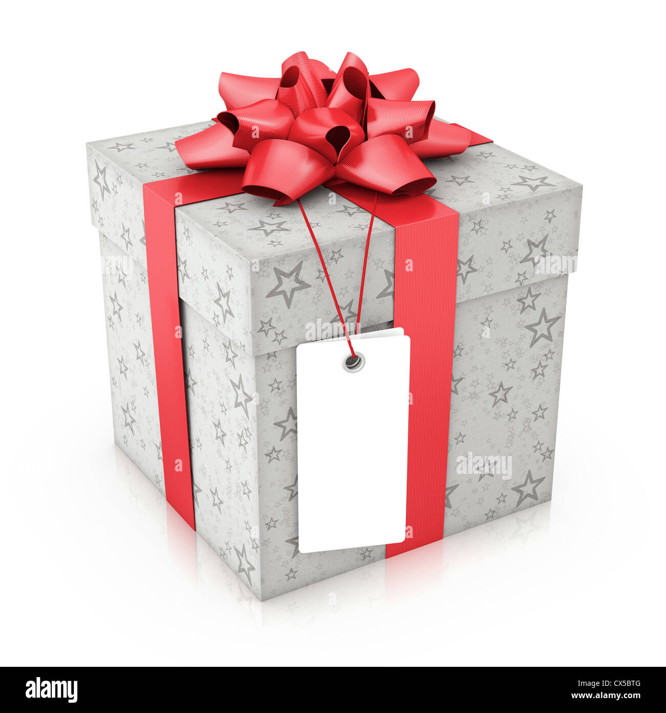 Geschenk mit white-Label. Ihr Text auf weißen Raum. Stockfoto