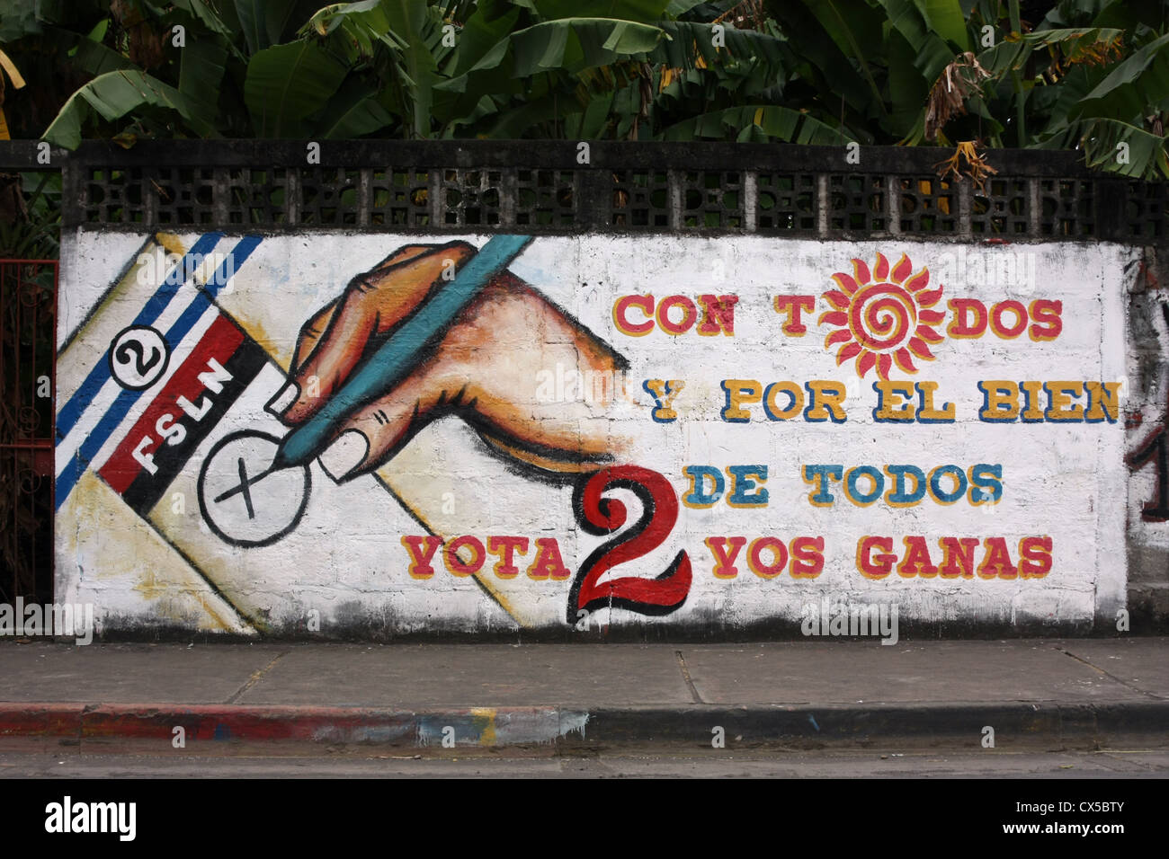 Sandinista FSLN Wahl Schild an Wand in Insel Ometepe Nicaragua gemalt Stockfoto