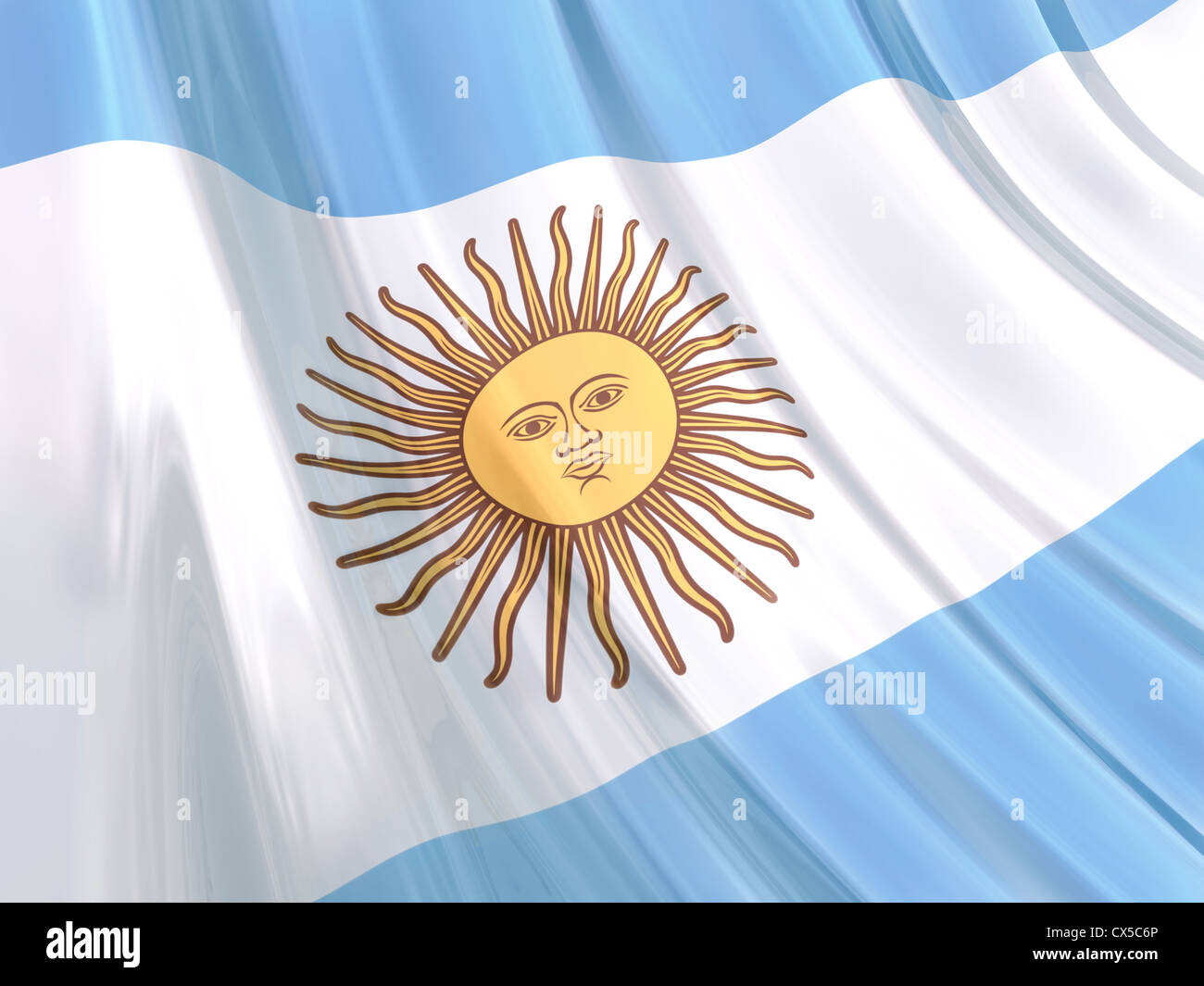 Glänzende Flagge Argentiniens Stockfoto