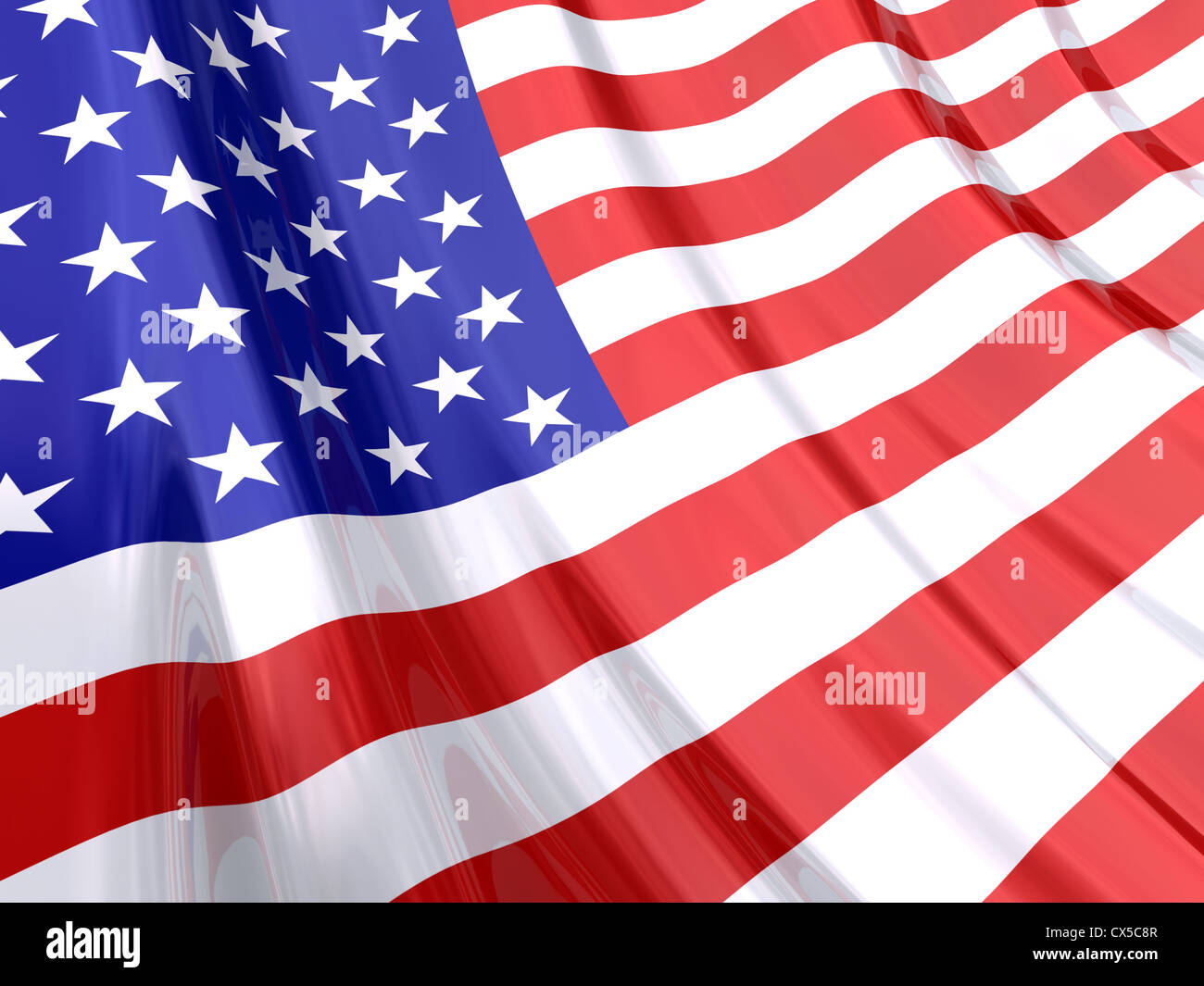 Glänzende Flagge der Vereinigten Staaten von Amerika. Stockfoto