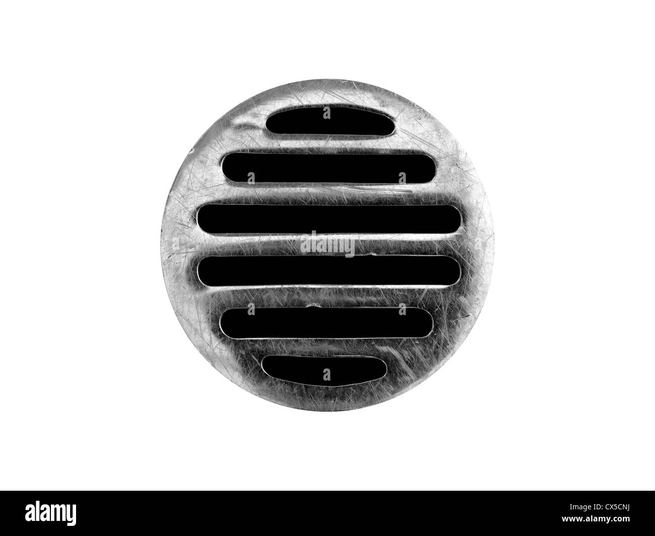 Eine Ablauföffnung isoliert auf weißem Hintergrund Stockfoto