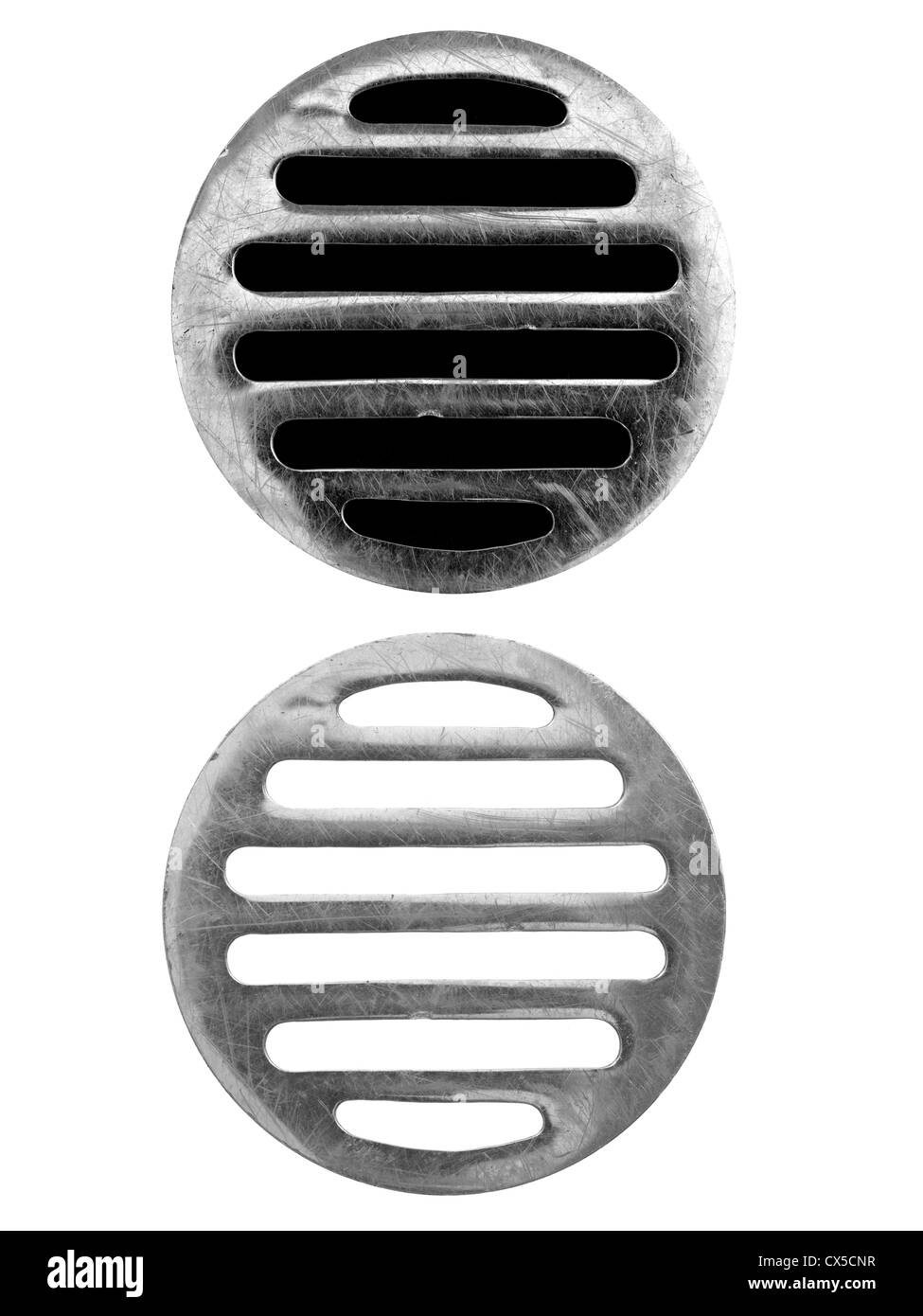 Eine Ablauföffnung isoliert auf weißem Hintergrund Stockfoto