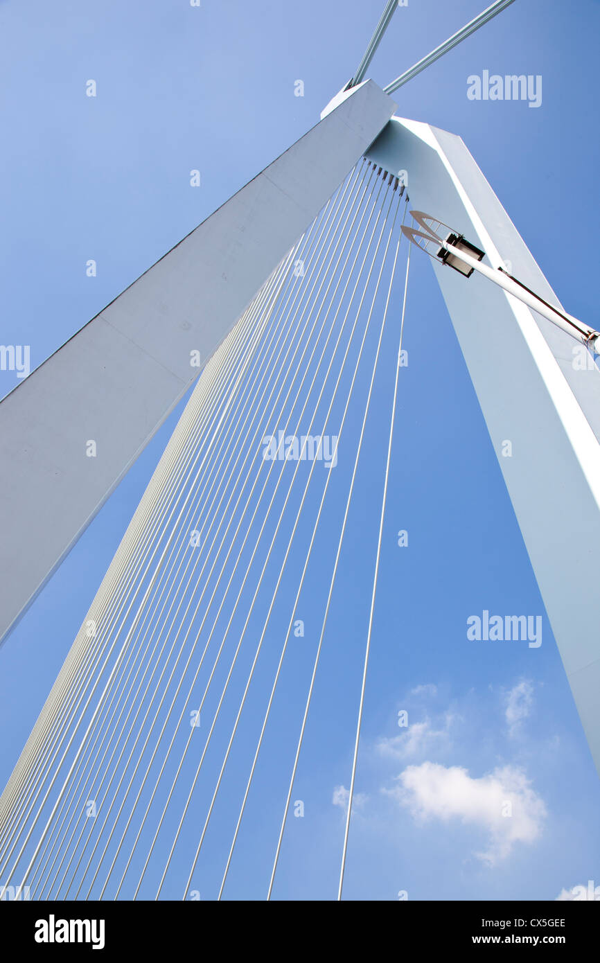 Detail der Erasmusbrücke in Rotterdam, Niederlande Stockfoto