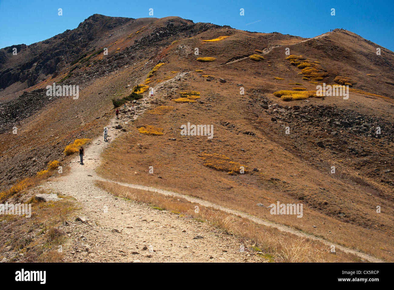 Auf der kontinentalen Wasserscheide von Loveland Pass, Colorado Trail Stockfoto