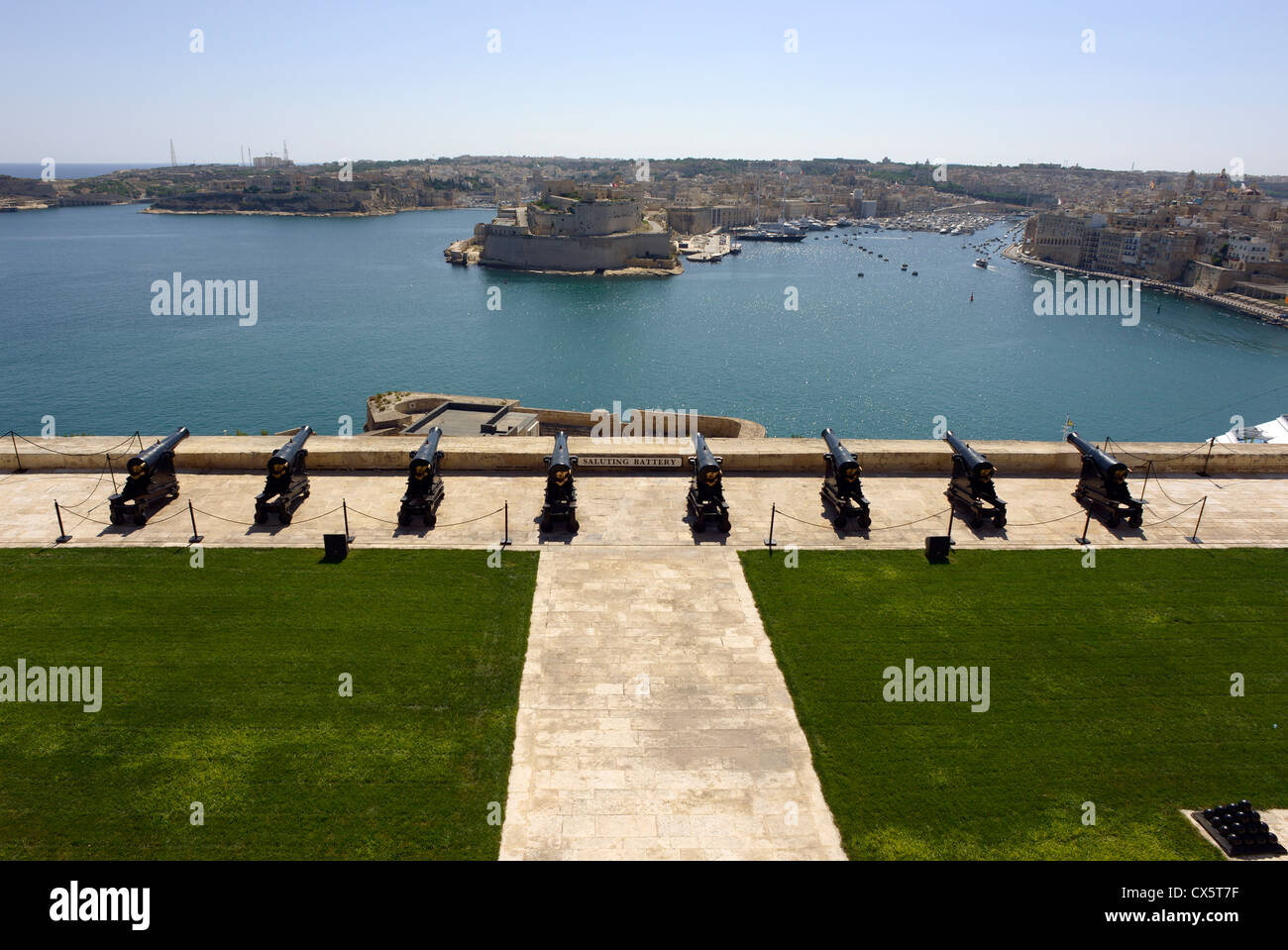 Grand Harbour Valletta Malta von Upper Barakka Gardens Stockfoto