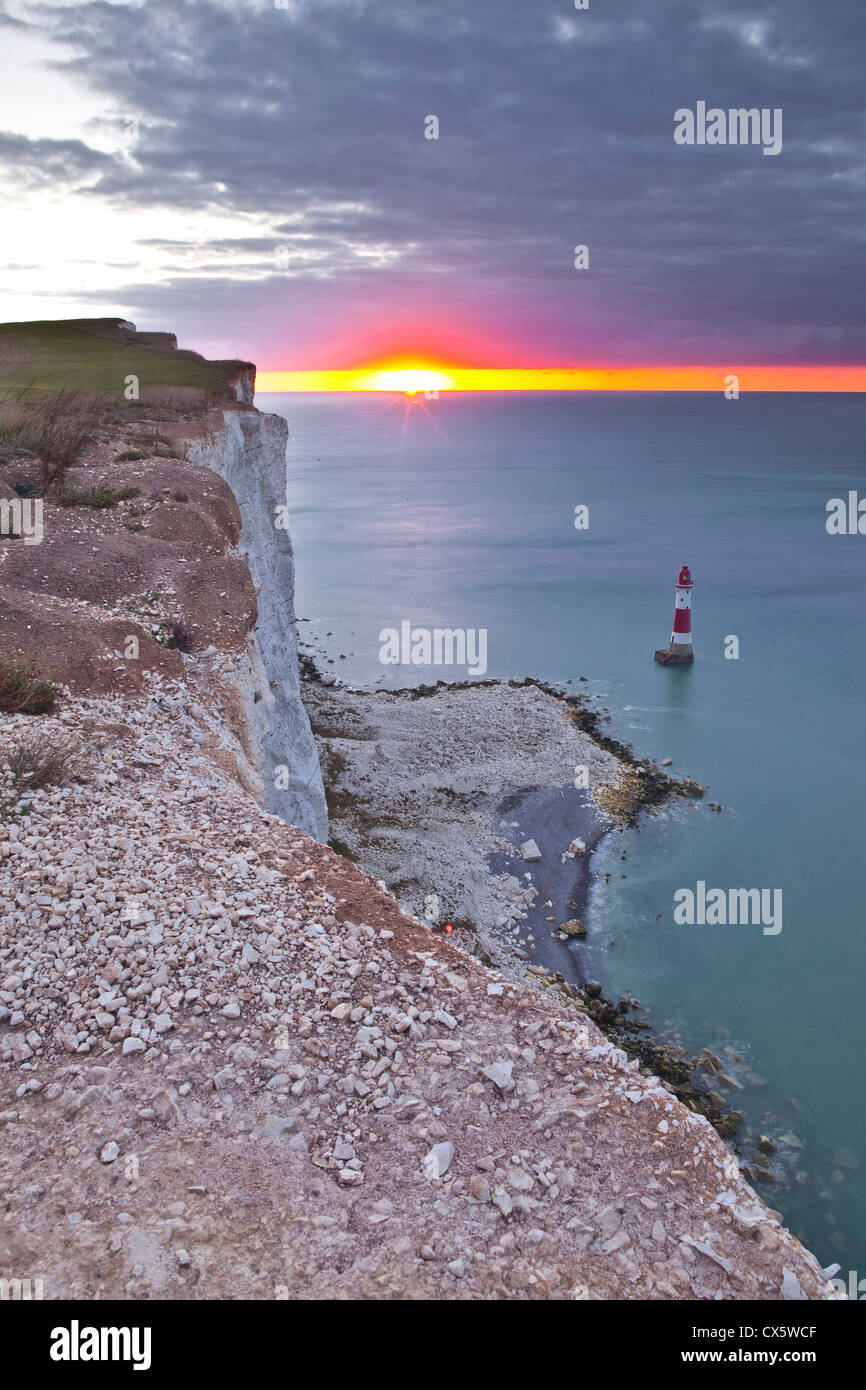 Der Leuchtturm am Beachy Head in East Sussex. Stockfoto