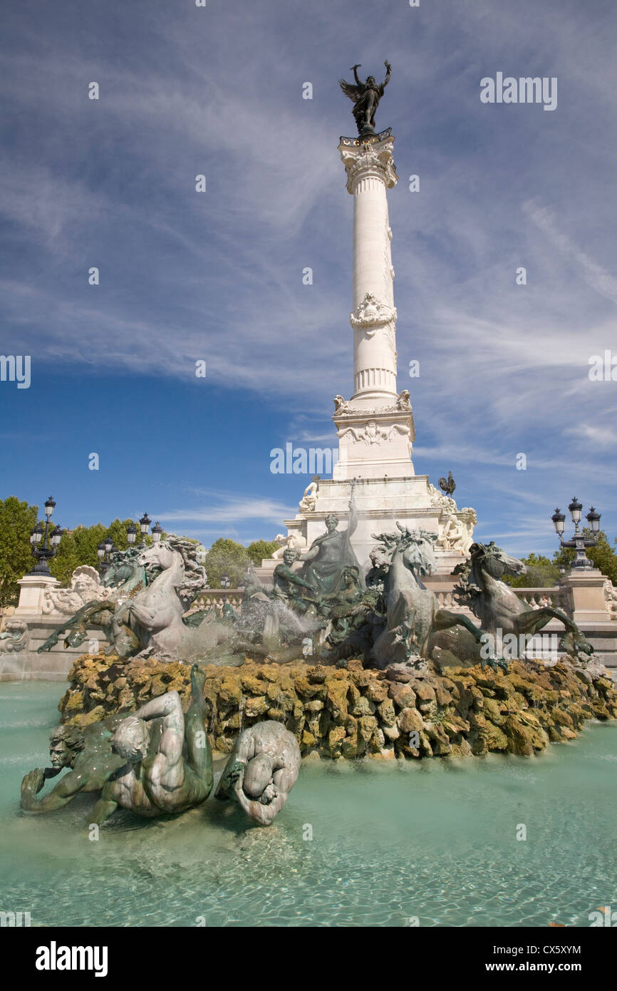 Girondins Brunnen Denkmal, Bordeaux, Frankreich Stockfoto