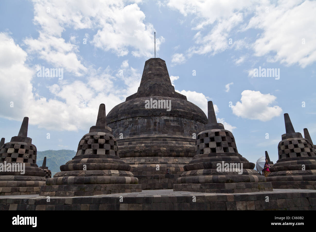 Die Hauptstupa von den buddhistischen Tempel Borobudur in Indonesien Stockfoto