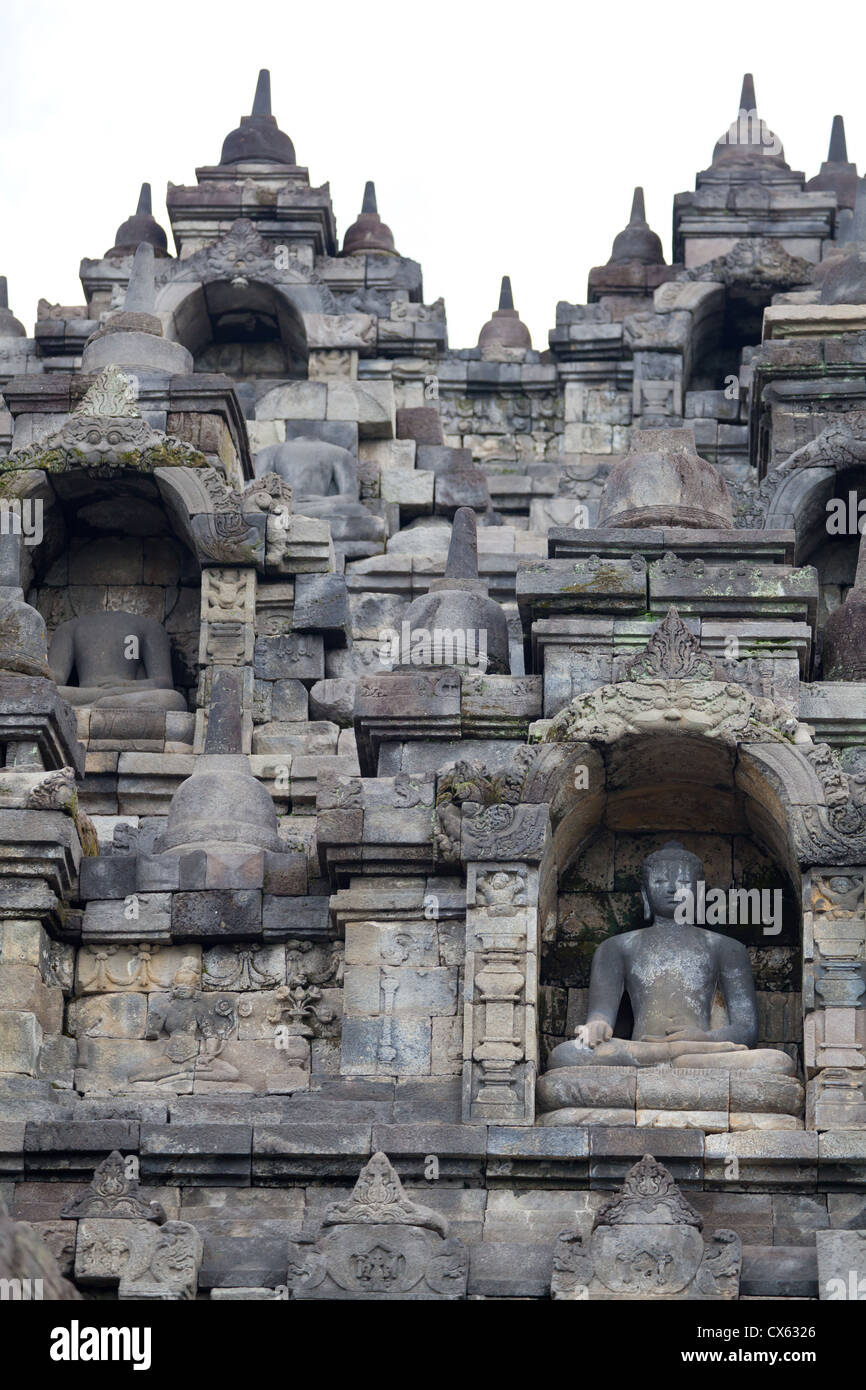 Blick auf die buddhistische Borobudur-Tempel in Indonesien Stockfoto