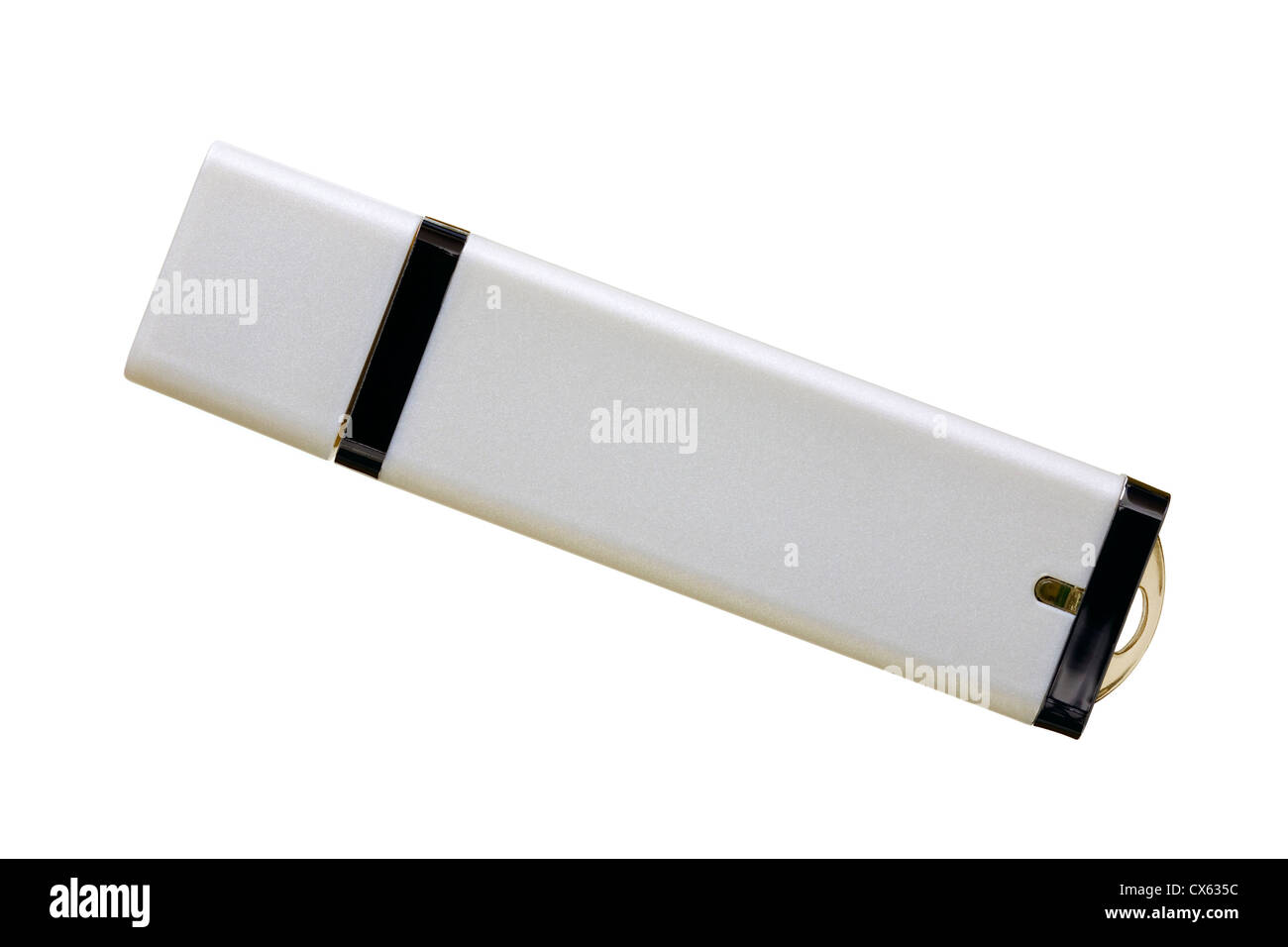 Nahaufnahme von einem USB-Flash-Speicher isoliert auf weiss Stockfoto