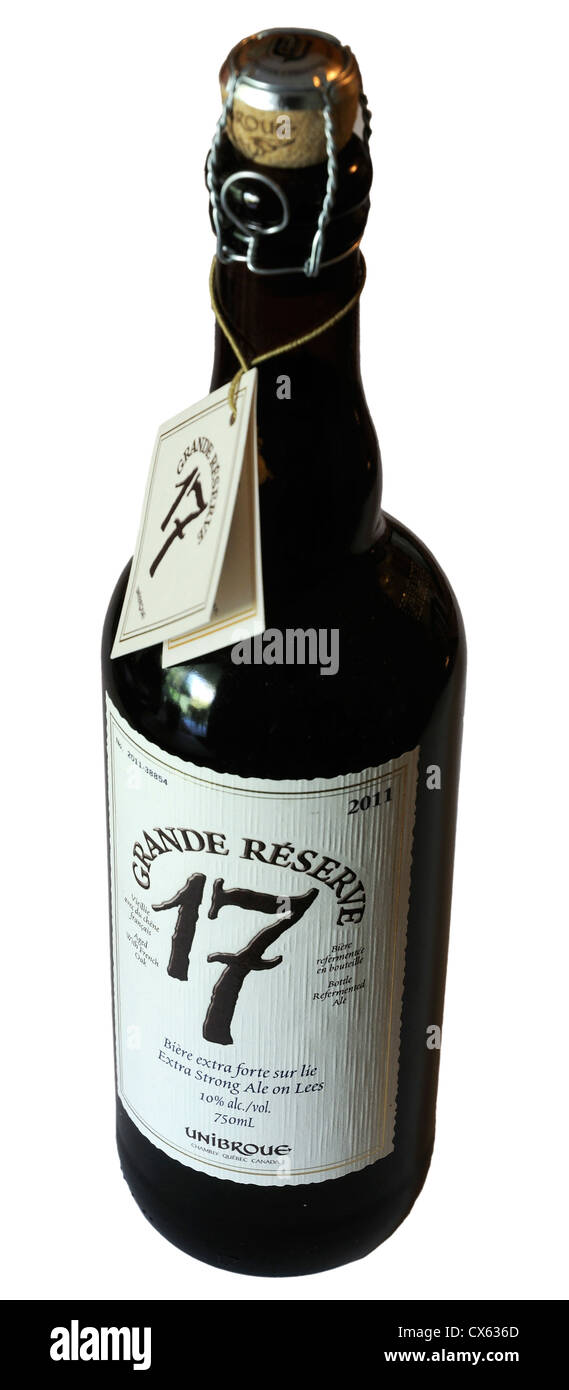 Eine Flasche des teuren 2011er Jahrgangs Grande Reserve Bier. Wie Wein diese teure Biere sind eines Jahrgangs und sind von hoher Qualität Stockfoto