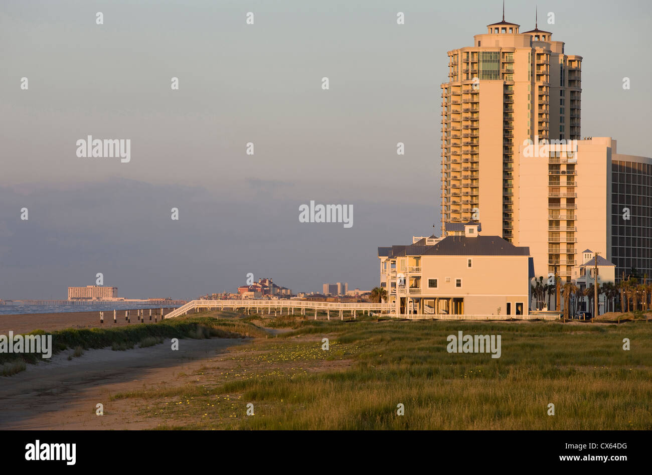 APPFEL PARK DOWNTOWN SKYLINE GALVESTON ISLAND TEXAS USA Stockfoto