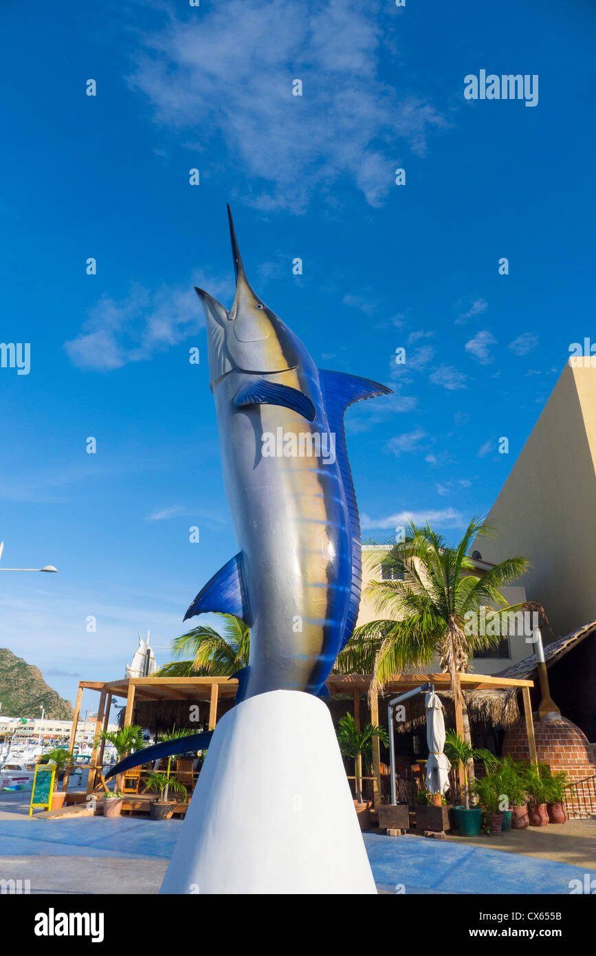 Marlin-Statue, Marina, Cabo San Lucas, Baja, Mexiko Stockfoto
