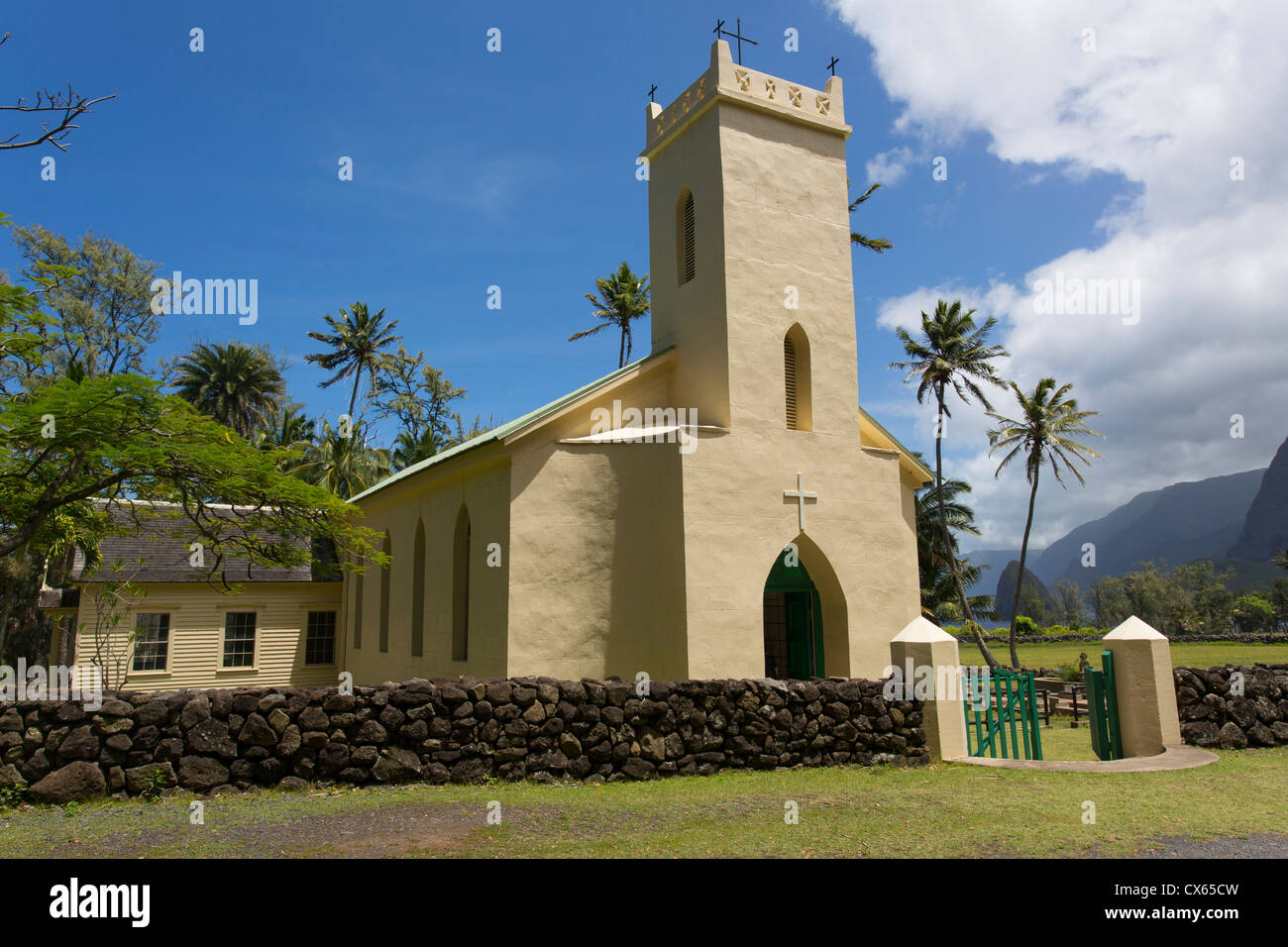 St. Philomena, Vater Damiens Kirche, Kalaupapa-Halbinsel, Molokai, Hawaii Stockfoto