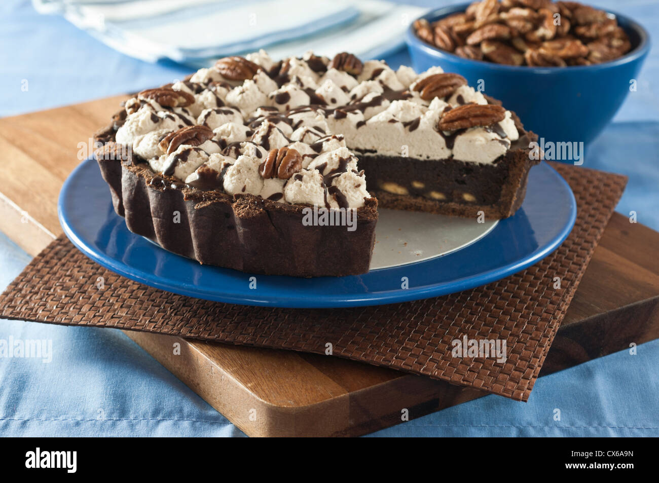 Mississippi Mud Pie amerikanische Schokolade und Pecan dessert Stockfoto