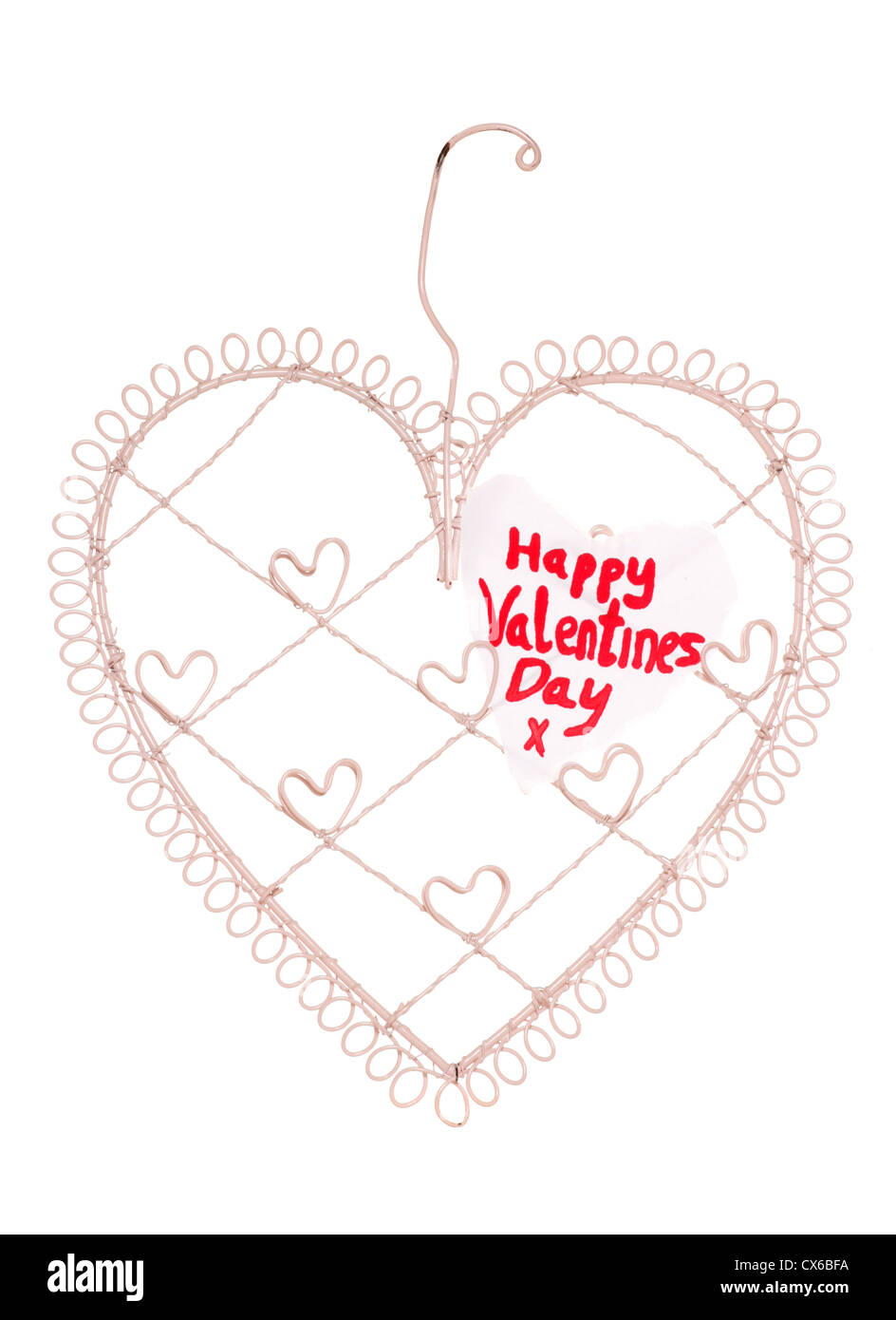Happy Valentinstag Nachricht auf ein Herz Hinweis Board Studio Ausschnitt Stockfoto