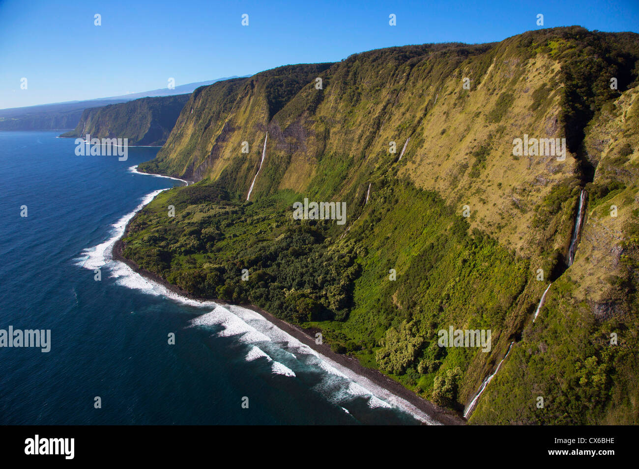 Wasserfälle, North Kohala Coast, Big Island von Hawaii Stockfoto