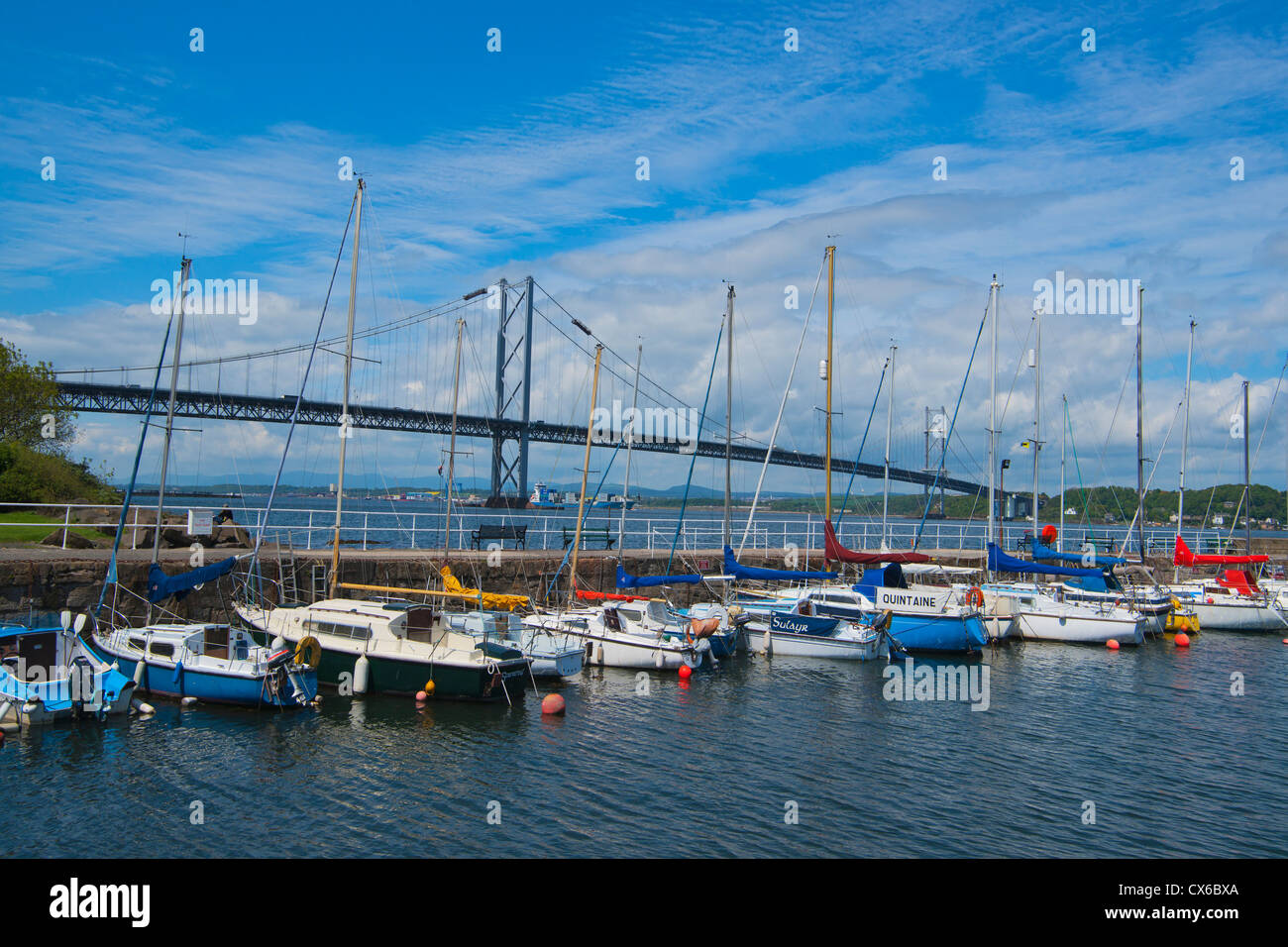 Alten Hafen, Forth Road Bridge, South Queensferry, Edinburgh, Schottland Stockfoto