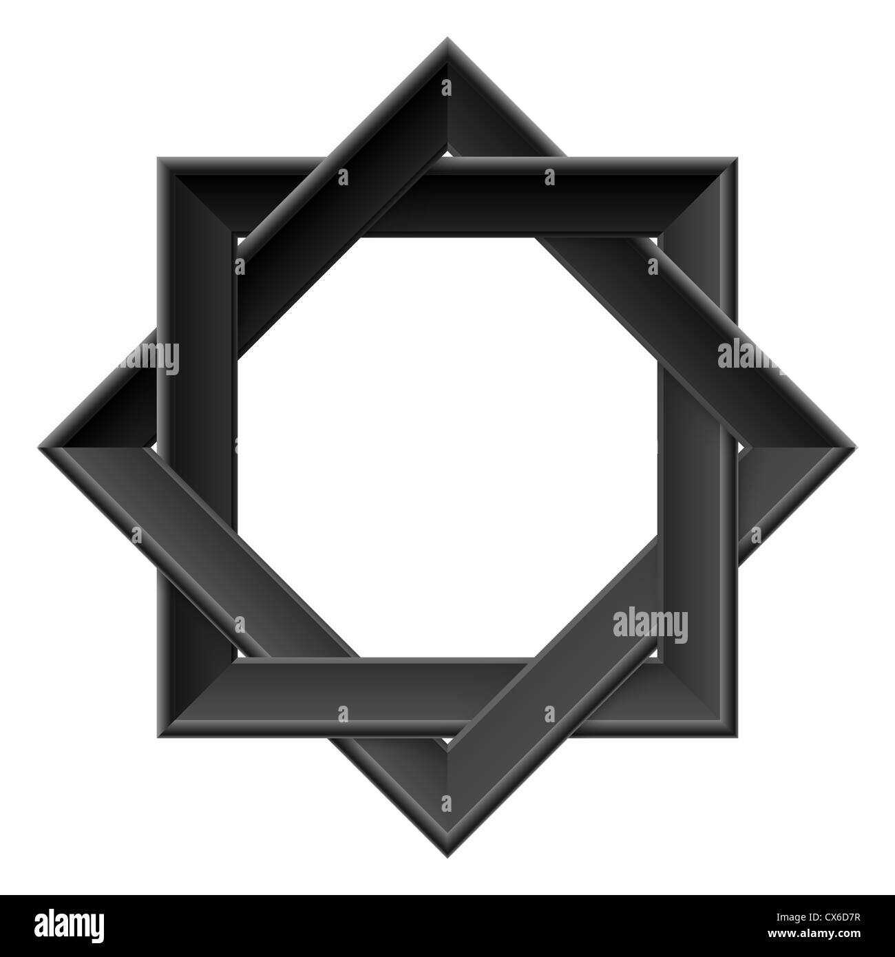 Realistische schwarzen Rahmen. Form der Zahl vier. Abbildung auf weißem Hintergrund Stockfoto
