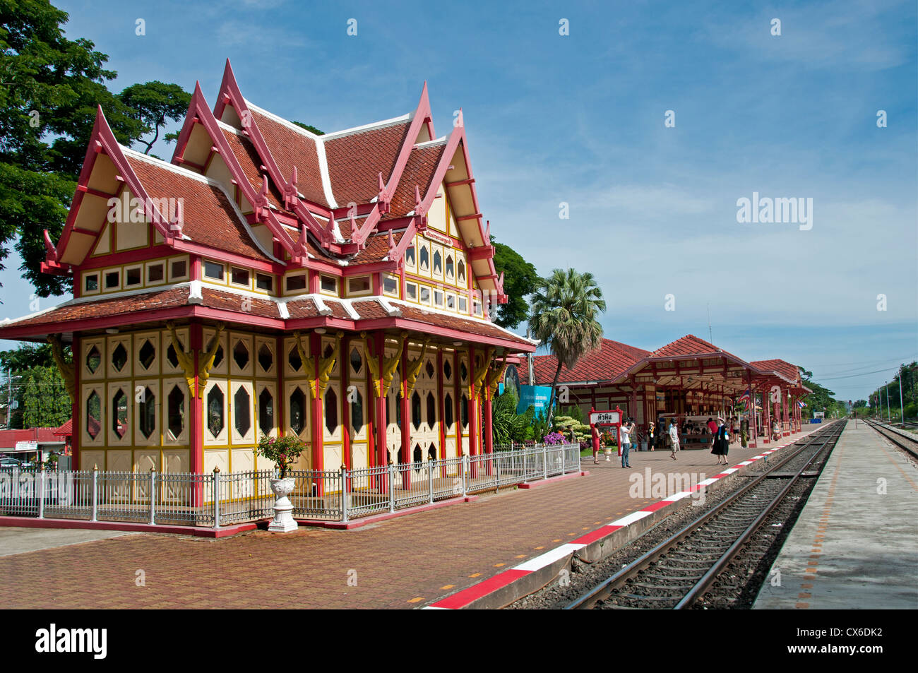 Royal Pavillon Hua Hin Railway Station Thailand Stockfoto