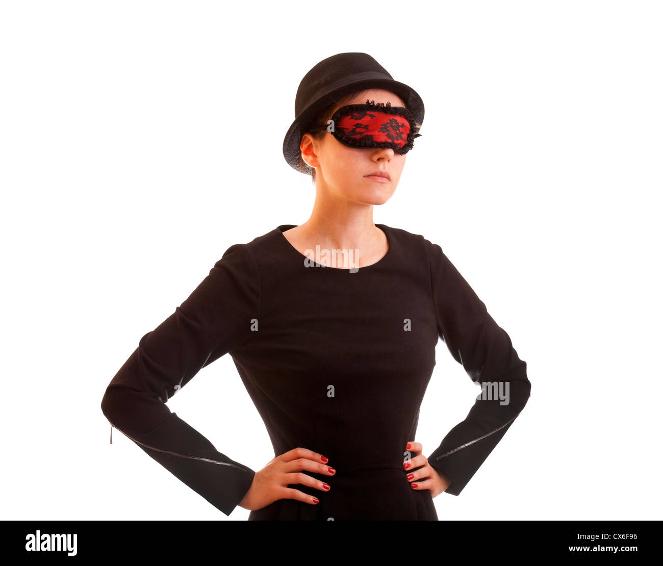 Geschäftsfrau mit Schlafmaske Stockfoto