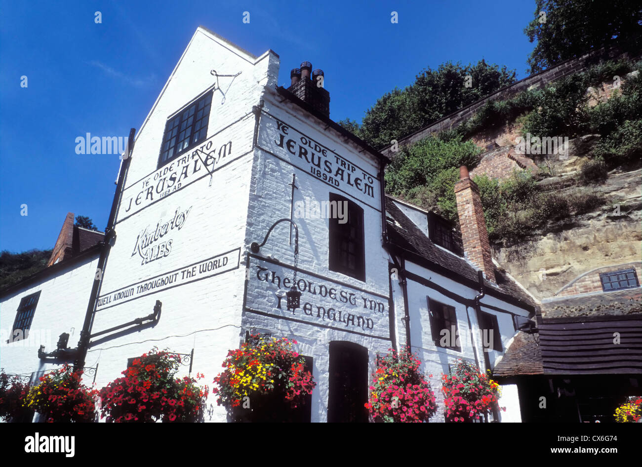 Berühmtes altes öffentliches Haus, angeblich das älteste in England Ye Olde Reise nach Jerusalem Nottingham England GB Großbritannien Europa Stockfoto