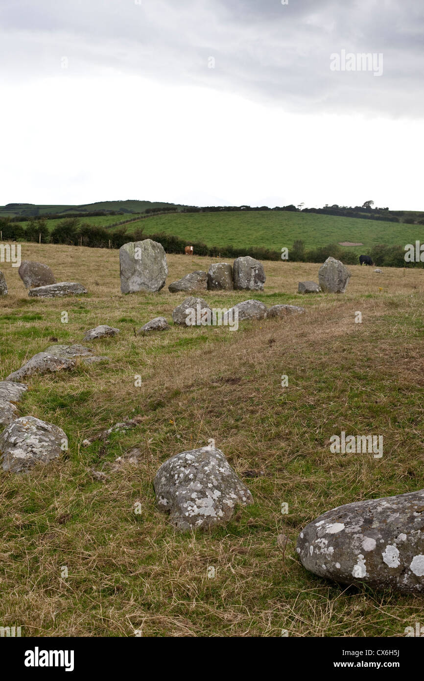 Ballynoe Stone Circle, Lecale Halbinsel, County Down, Nordirland Stockfoto