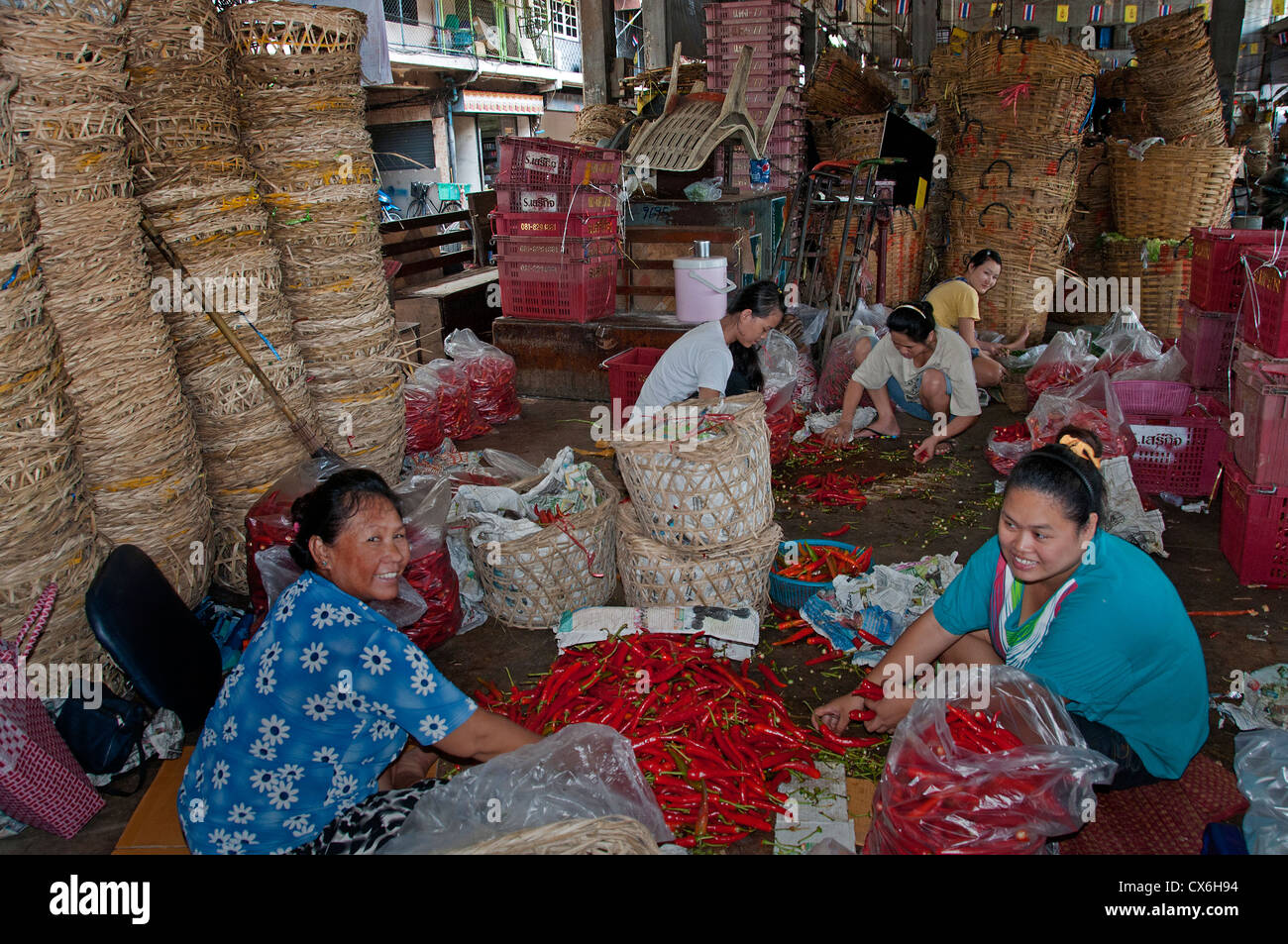 Bangkok Thailand Pak Khlong Talat Thai Flower Market Stockfoto