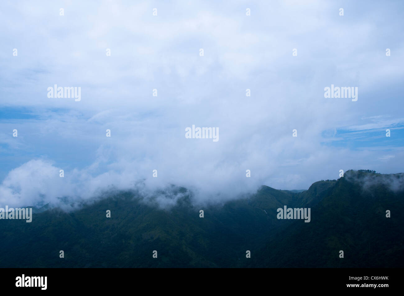 Nebligen Hügeln im Western Ghats, Süd-Indien Stockfoto