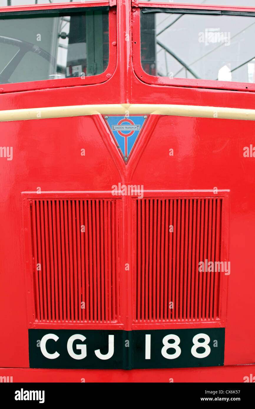 London Transport rote Bus Detail. England-UK Stockfoto