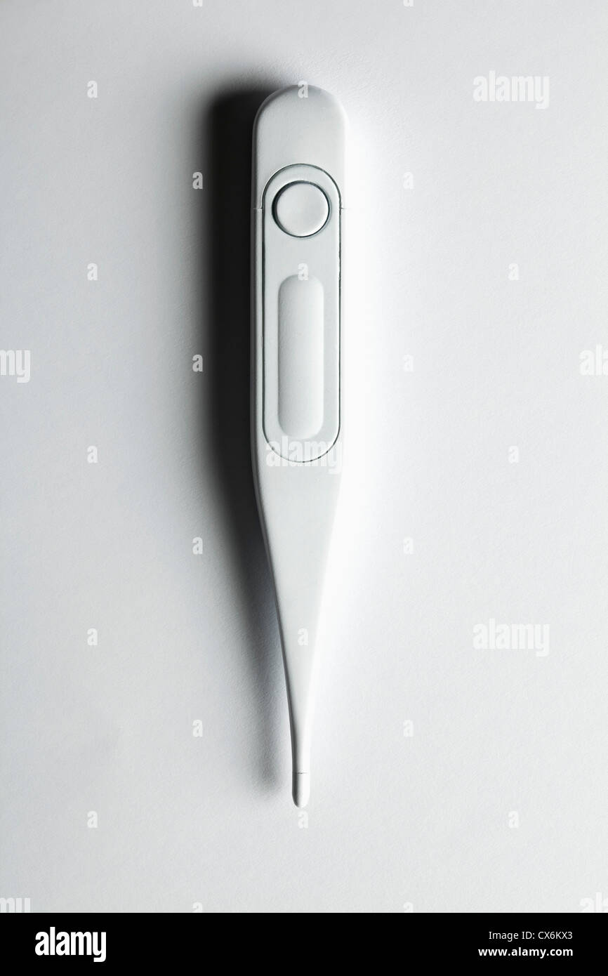 Ein digitales Thermometer weiß lackiert Stockfoto