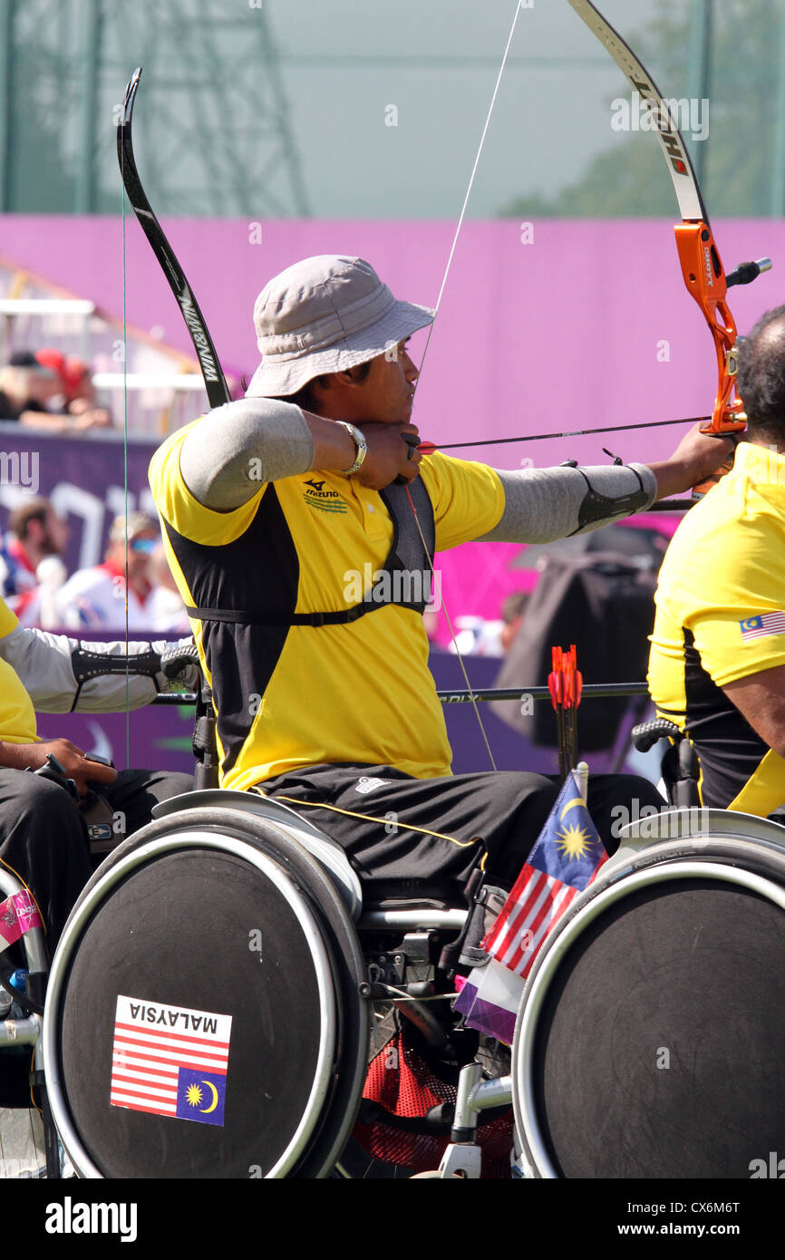 Zulkifli Matte Zin, Mohd Zafi Rahman Mat Saleh und Hasihin Sanawi von Malaysia Bogenschießen - Herrenmannschaft Recurve - Open Stockfoto