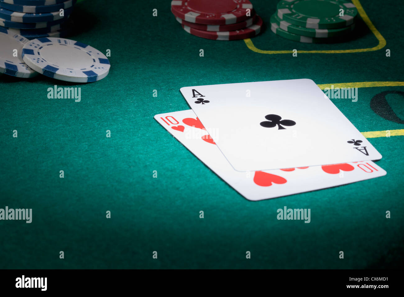 Ein Blackjack hand anzeigen 21 Stockfoto