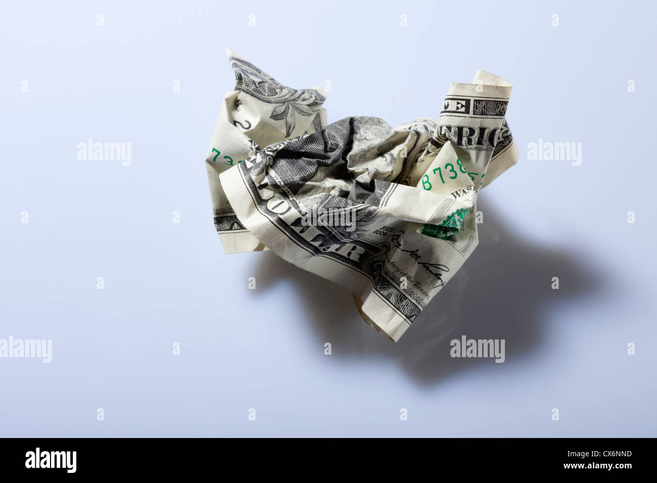 A zerknüllte Dollarschein Stockfoto