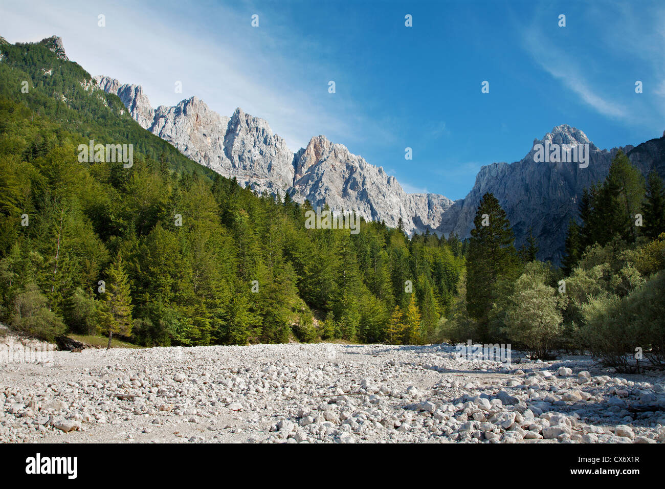 Julischen Alpen - Gamsova Spica Spitze - look von in der Nähe von Mihov dom Stockfoto