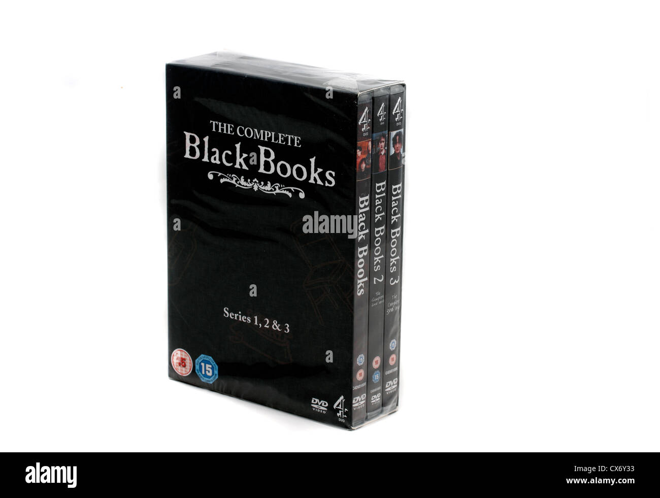 Das komplette Black Books (3er) DVD Box set Stockfoto