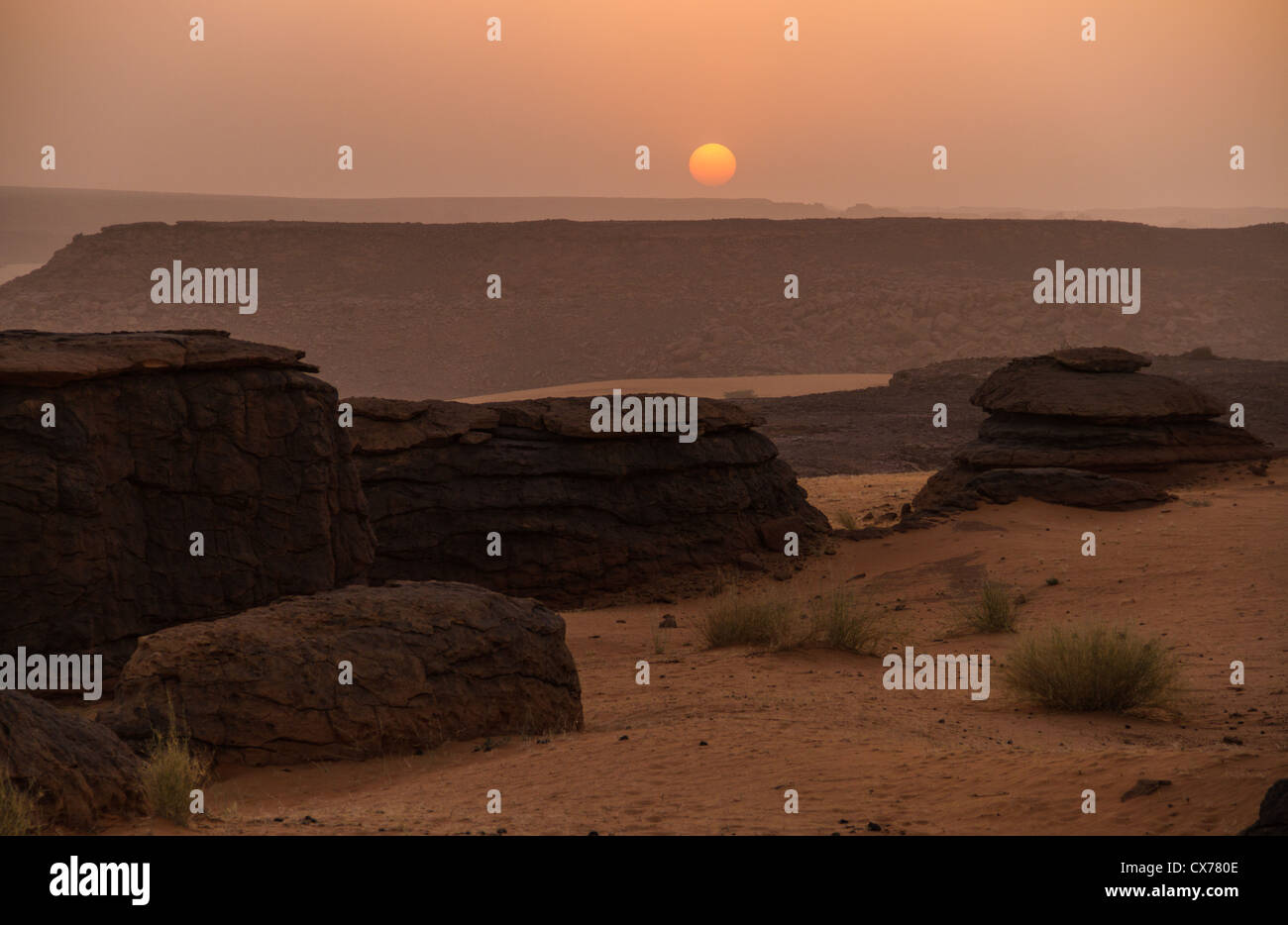 Sonnenuntergang Ennedi Berge Tschad Stockfoto