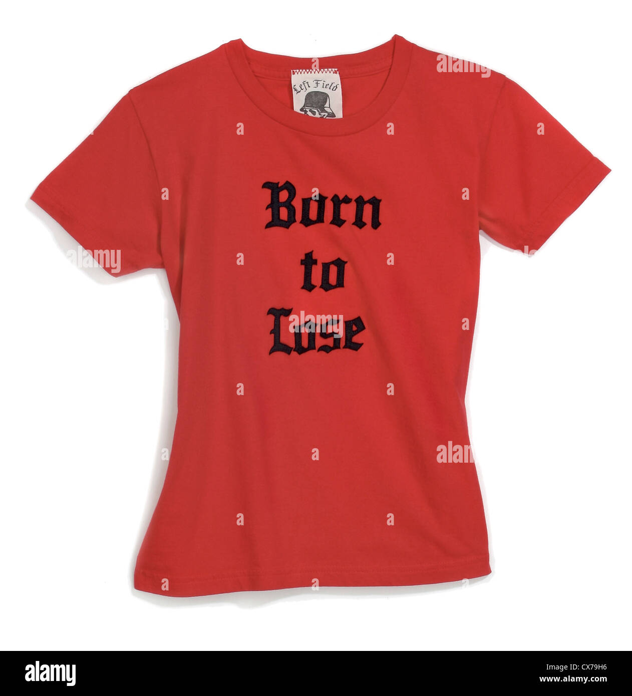 Geboren zu verlieren rotes T-shirt fotografiert auf weißem Hintergrund Stockfoto