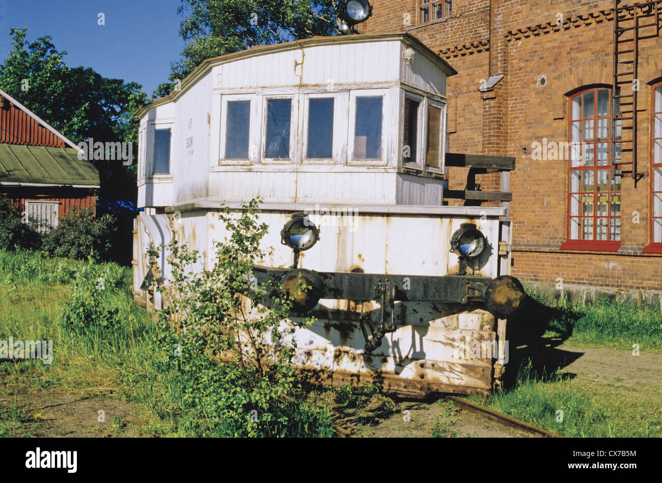 Eisenbahn Museum Schneepflug in Hyvinkaa, Finnland Stockfoto