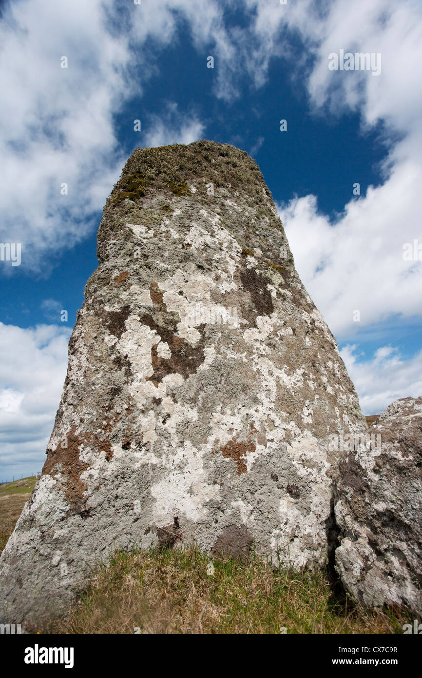 Stones - alte Standing Stones North Festland, Shetland, UK LA005658 des Riesen Stockfoto