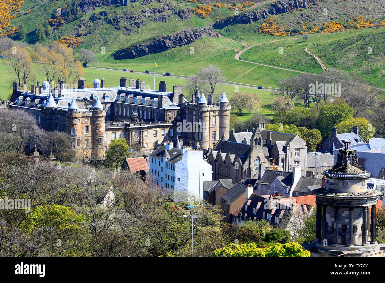 Holyrood Palace, Blick vom Calton Hill, Edinburgh, Scotland, UK Stockfoto