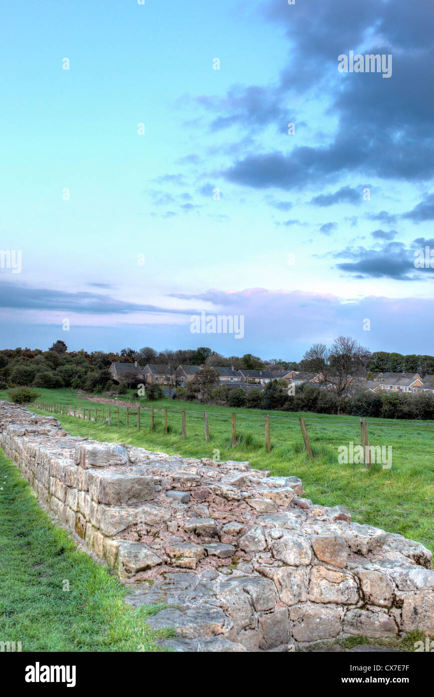 Reste der Hadrianswall, Heddon, in der Nähe von Newcastle Upon Tyne, North East England, UK Stockfoto