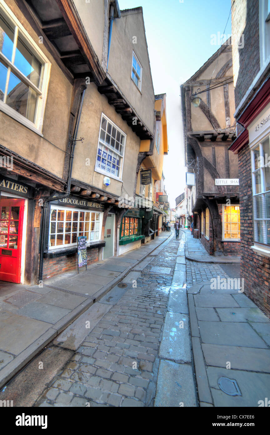 Die Shambles, eine mittelalterliche Straße, York, North Yorkshire, England, UK Stockfoto