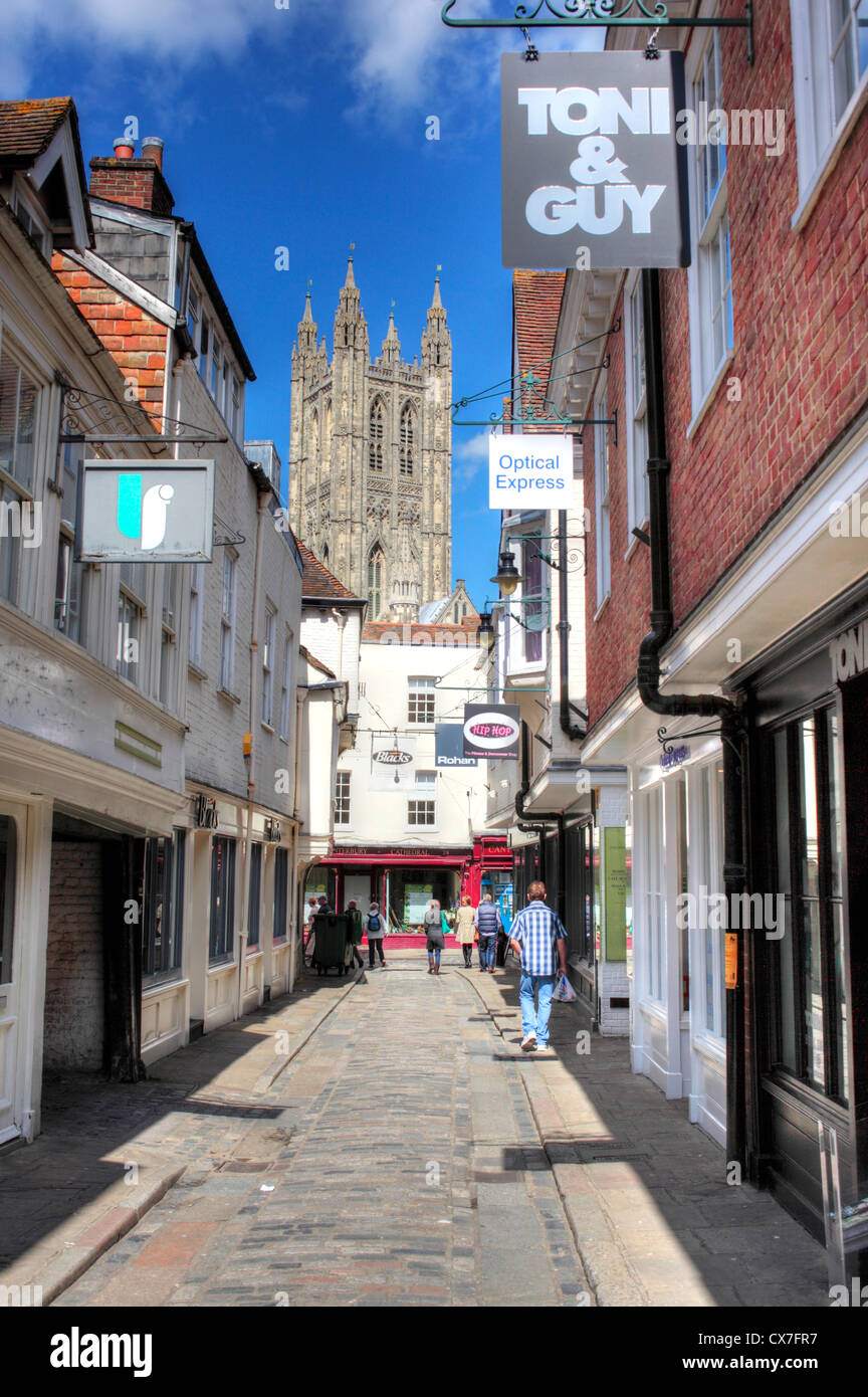 Straße in der alten Stadt, Canterbury, Kent, England, UK Stockfoto