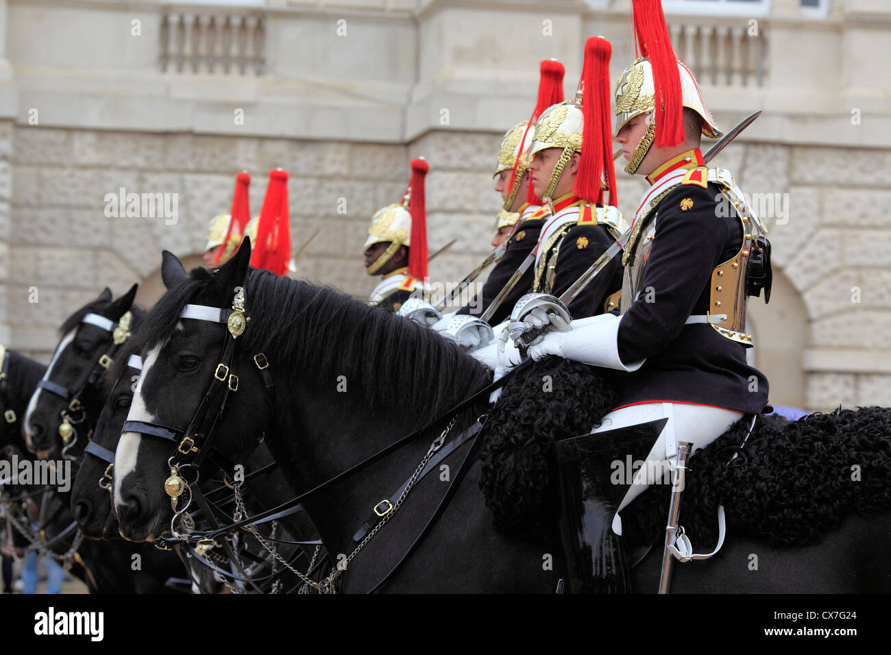 Household Cavalry, changing of the Guard am Pferd schützt Parade, London, UK Stockfoto